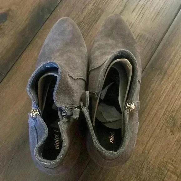 Violet & Red Carley, Grey Leather Suede Ankle Boots, Booties, Women Size 6 - Picture 5 of 7